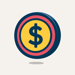 Isometric Dollar Coin Icon: Vibrant Finance Graphic