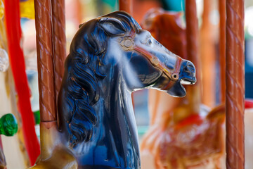 Blue wooden horse