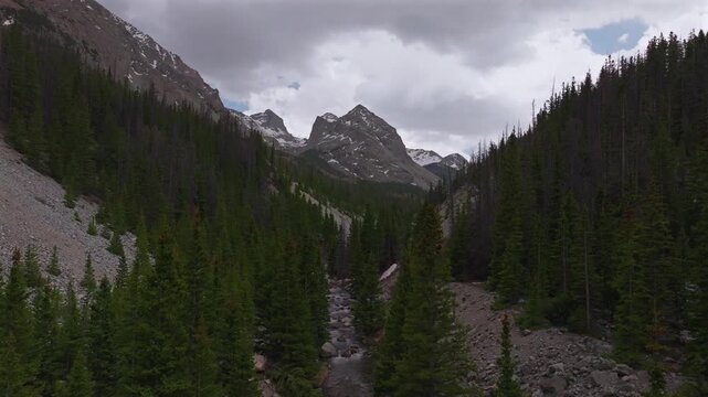 Huerfano River valley Blanca Peak Mt Mount Lindsey Lily Lake trail Sangre de Cristo Range Colorado aerial drone spring Summer San Isabel forest Iron Nip ple Rocky Mountains gray clouds upwards motion