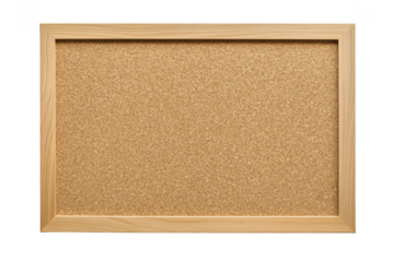 Corkboard bulletin board with wooden frame mockup, memo board, notice board, pin board, office, home decor, blank template, isolated on transparent background