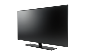 High resolution modern flat screen television mockup display technology lcd led smart tv isolated on transparent background