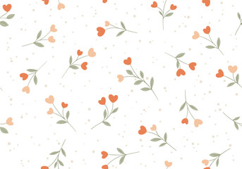 Charming vintage floral pattern with delicate blossoms and speckled background