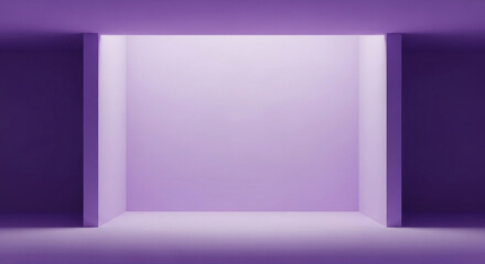Purple room interior, showcasing a minimalist empty space with subtle lighting, ideal for product display or background use, suggesting serenity and simplicity