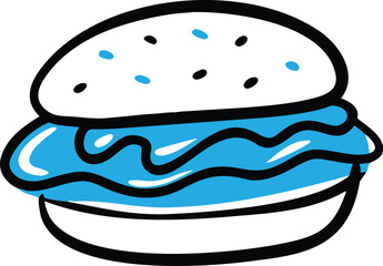  Burger Doodle Hand Drawn Fast Food Cartoon Sketch Icon