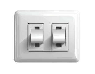 Double gang switch, glossy finish, front view, transparent PNG 