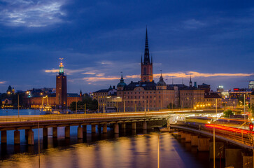 Stockholm 2015, Sweden - July 28, 2015: Evening View of Stockholm's Riddarholmen and City Hall...