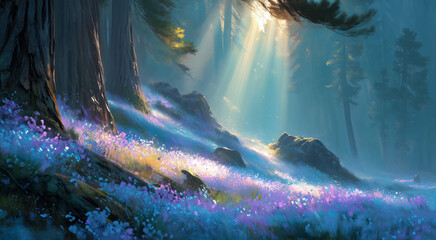 Mystical Nature Scene &ndash; Dreamy Meadow in the Woods