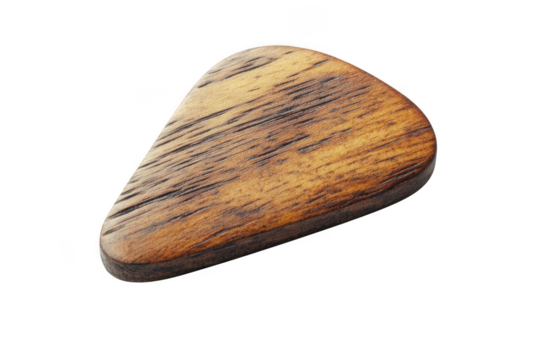 Wooden guitar pick plectrum music instrument acoustic electric bass guitarist musician accessory isolated on transparent background
