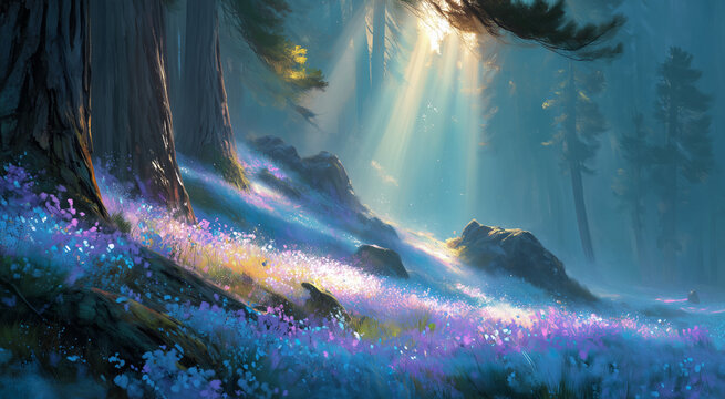 Mystical Nature Scene &ndash; Dreamy Meadow in the Woods