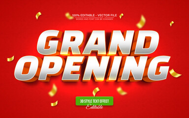 Grand opening golden text effect, editable luxury 3D style perfect for event banners, invitations, and promotional designs