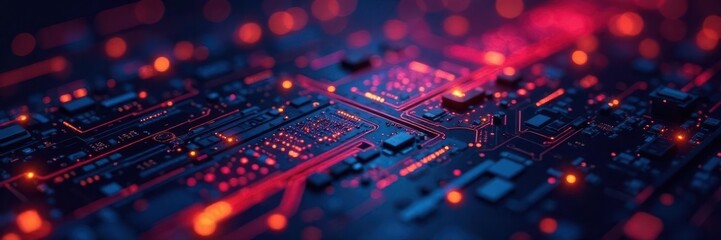 Abstract glowing circuit board network backdrop, board, web, digital art