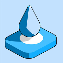 A drop of water or other blue liquid over blue surface