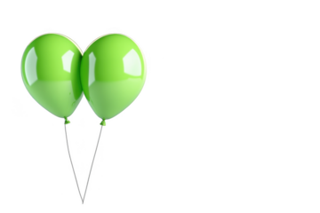 Two green balloons party celebration decoration happy birthday anniversary event celebration isolated on transparent background