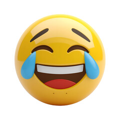 3D Laughing Emoji with Tears of Joy, Funny Yellow Face Icon