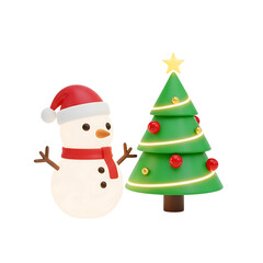 Charming snowman with festive christmas tree lights glowing ready for holiday celebration