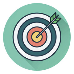 Bullseye Target: Flat Design Icon, Achievement, Success, Goal, Strategy, Marketing, Business Concept