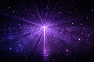 Fototapeta premium Radiant Purple Light Bursting with Starry Reflections on a Dark Background