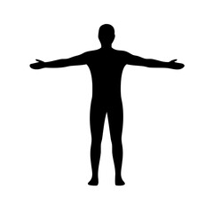 Human body silhouette full length with arms outstretched vector illustration graphic design