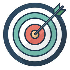 Target Bullseye: Flat Design Icon, Achievement, Success, Goal, Aim, Strategy, Marketing, Business