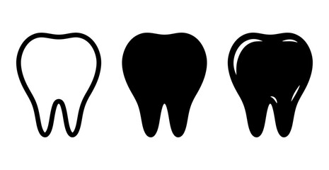 Tooth Icon Set Isolated on Transparent Background. Symbols for Dental and Oral Care. Vector