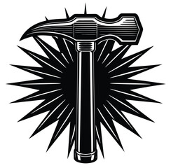 Hammer and nail icon vector illustration with anvil and nails design