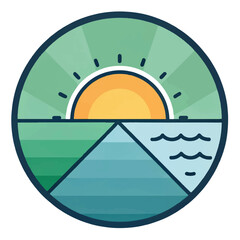 Serene Sunset Landscape: Minimalist Vector Illustration, Peaceful Nature Scene, Calming Tones