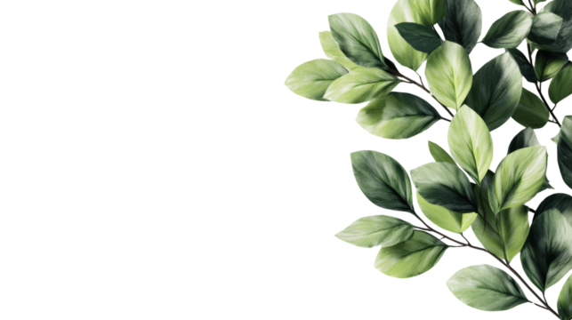 Fresh green leaves on a white isolated background, showcasing their vibrant colors and natural beauty.