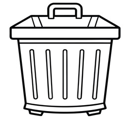 Isolated trash can icon, a symbol of delete or recycle, featuring a metal container with a lid for waste disposal