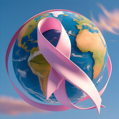 Global Breast Cancer Awareness: Pink Ribbon Encircles the Earth