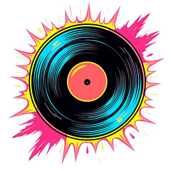 Neon-Vinyl-Boom_-Retro-Record-Explosion T-shirt design -