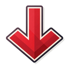 Red Low-Poly Download Arrow Icon:  Modern, Clean, and Bold Graphic Design Element.