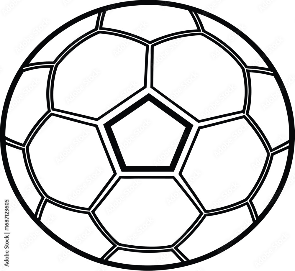 Poster 3d soccer ball vector illustration with a seamless geometric hexagonal pattern on a white background