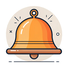 Modern Orange Bell Notification Icon:  Clean Line Art Style,  Positive and Friendly Mood,  App UI Element.