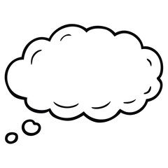 A cloud computing concept is illustrated by a speech bubble icon symbolizing communication and thought