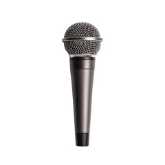 Gray microphone against black background