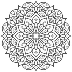 Fototapeta premium Intricate Floral Mandala Design A Symmetrical Work of Art Showcasing Repetitive Patterns and Calming Harmony in a Meditative Composition