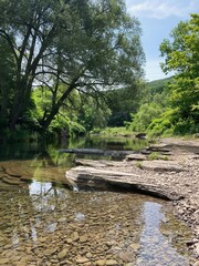 River and trees in upstate NY town of Arkville