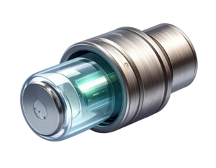 Fuse holder with visible glass fuse, isolated product render, transparent PNG 