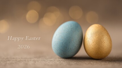  Blue and Gold Eggs with Bokeh Background