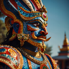 Vibrant Mask: Close-up of Intricate Colorful Design