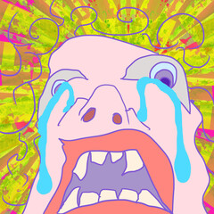 泣く人　シュール　抽象