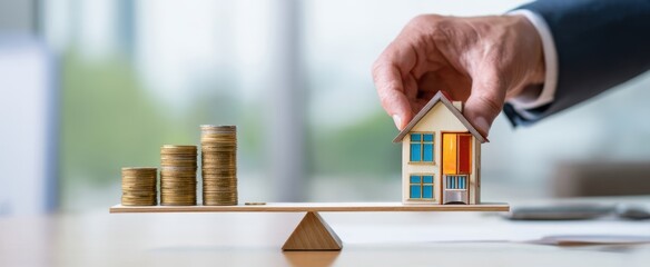 The balance of money and a house illustrating investment strategy and growth.