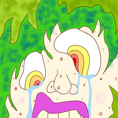 泣く人　シュール　抽象