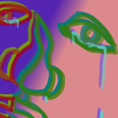 泣く人　シュール　抽象