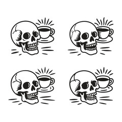 Fototapeta premium A vector illustration of a vintage skull and crossbones design with bones and a pirate sign for a Halloween tattoo