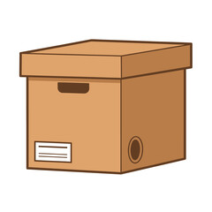 Brown Cardboard Box with Lid and Handle