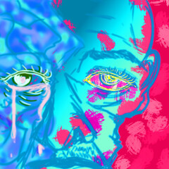 泣く人　シュール　抽象