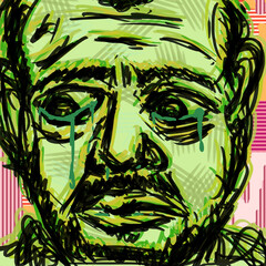 泣く人　シュール　抽象