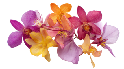 Rare Orchid Flowers: A flat lay of rare orchid flowers with vibrant petals, isolated on a Transparent background, PNG file.