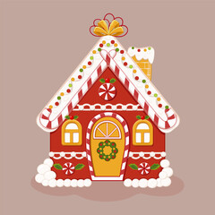 Delightful Christmas Gingerbread House With Festive Decorations and Candy Canes